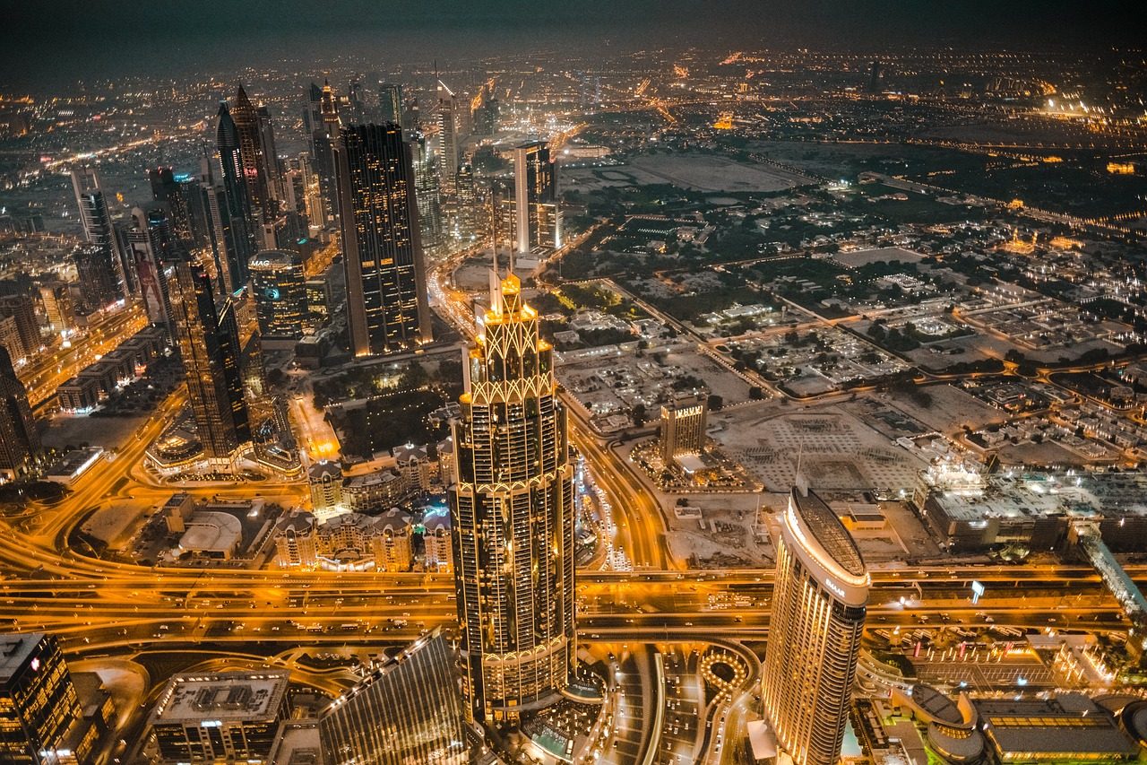 Dubai skyline at night